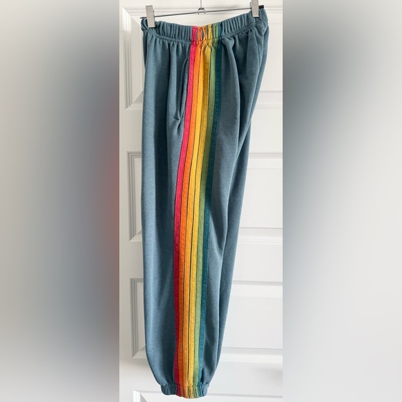 Aviator Nation 6 Stripe Zip Up Hoodie and Sweatpants with Pockets Set - Picture 6 of 17